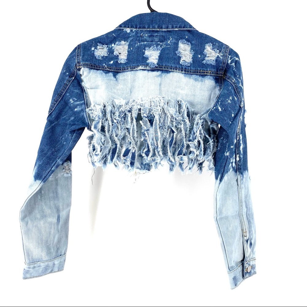 Thrill Women's Fringe Cropped Denim Jacket L - Picture 7 of 7
